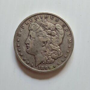1891 o Morgan silver dollar